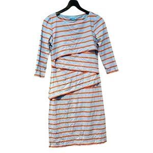 J. Mclaughlin Nicola Blue Orange Striped Dress Size XS